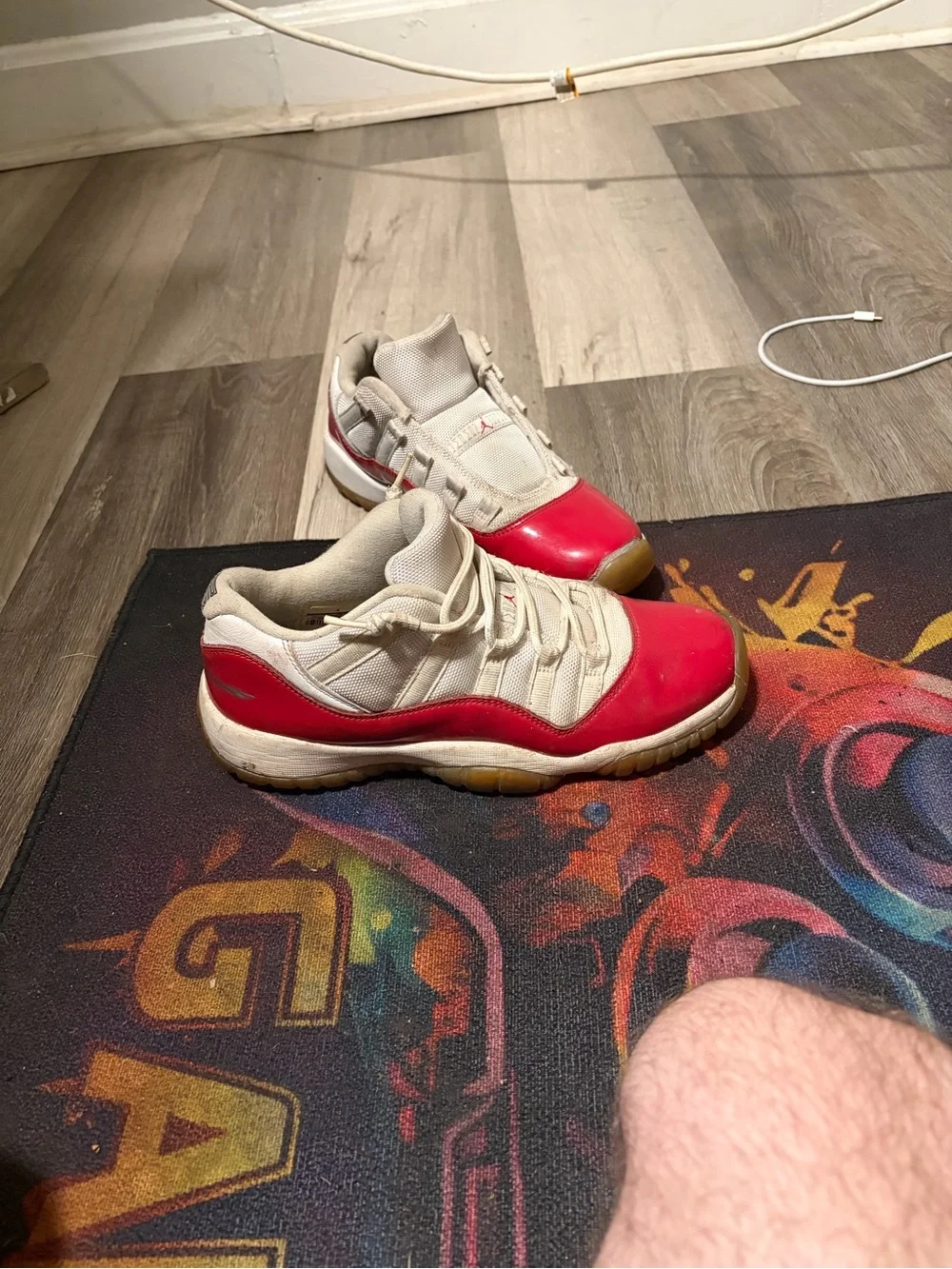 Kids Red and Cream Athletic Shoes size 7y- Jordan Style
